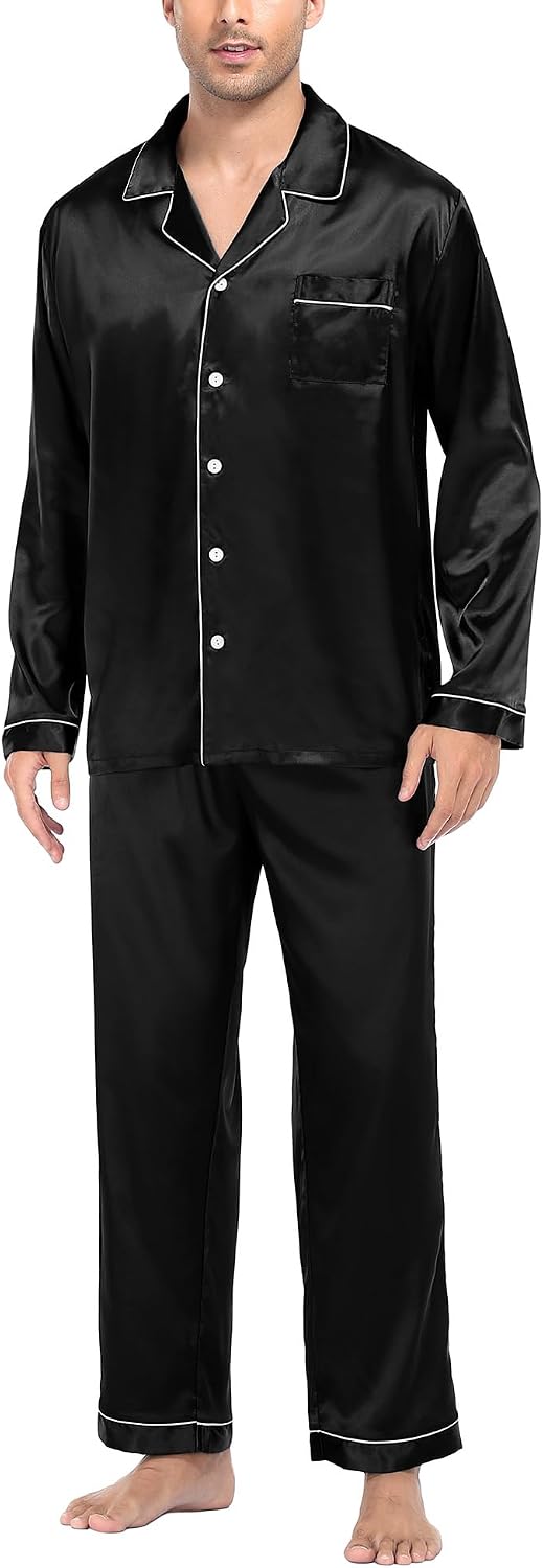 Blended‑Cotton Lapel‑Collar Long‑Sleeve Sleep Set