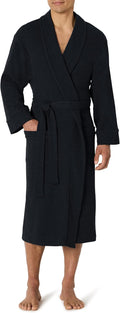 Cotton Blend Waffle‑Knit Mid‑Length Bathrobe