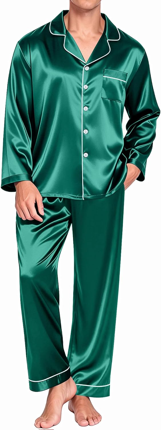 Premium Satin Full‑Button Long‑Sleeve Pajama Set