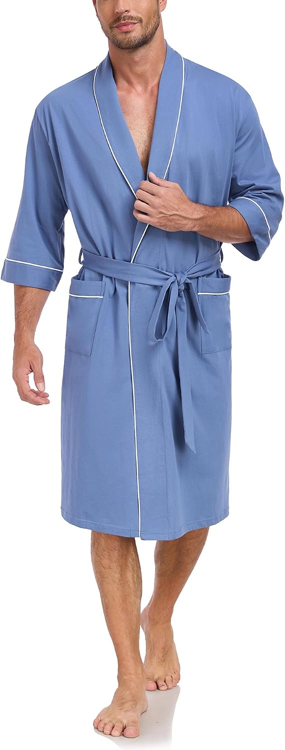 Natural Cotton Short‑Sleeve Home Bathrobe