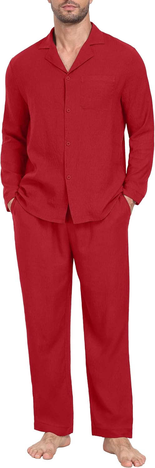 Wrinkle‑Resistant Polyester Long‑Sleeve Home Pajama Set