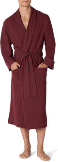 Cotton Blend Waffle‑Knit Mid‑Length Bathrobe