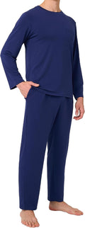 Bamboo‑Rayon Contrast‑Stitching Long Pajama Set