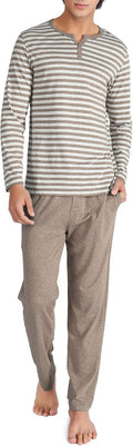 Notched‑Collar Simple Knit Everyday Home Pajama Set
