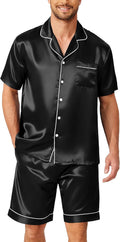 Contrast‑Trim Stretch Short‑Sleeve Pajama Set