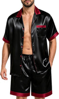 Glossy Lapel‑Collar Satin Short‑Sleeve Pajama Set