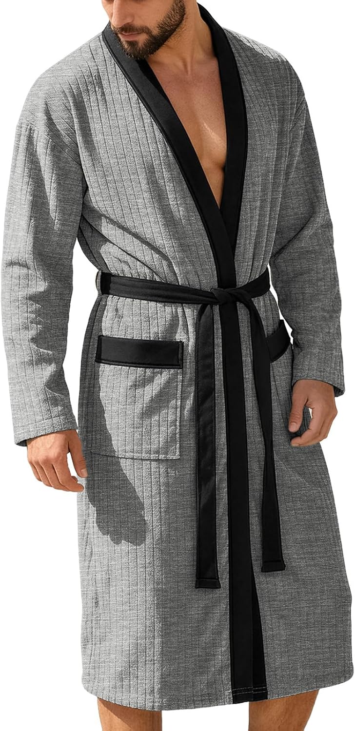 Breathable Mid‑Length Kimono‑Style Bathrobe