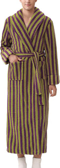 Striped Plush Shawl‑Collar Winter Bathrobe