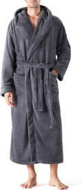 Warm Coral Fleece Hooded Bathrobe