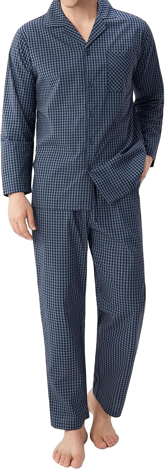 High‑Density Combed‑Cotton Henley Long‑Sleeve Pajama Set