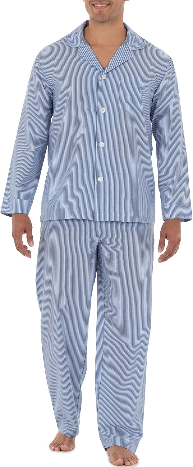 Broadcloth Woven Long‑Sleeve Relaxed‑Fit Pajama Set