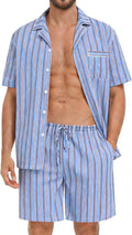 Striped‑Detail Woven‑Cotton Short‑Sleeve Pajama Set